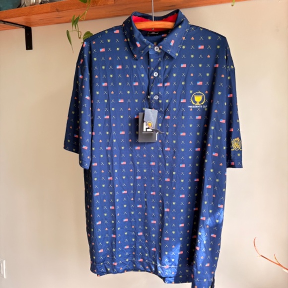 BRAND NEW FJ GOLF Polo Presidents Cup USA flag lightweight polyester NWT - Picture 11 of 11